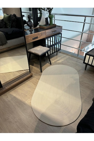 Mavaux Galileo Oval Jüt Yuvarlak Hasır Görünümlü Klasik Halı Kilim Krem