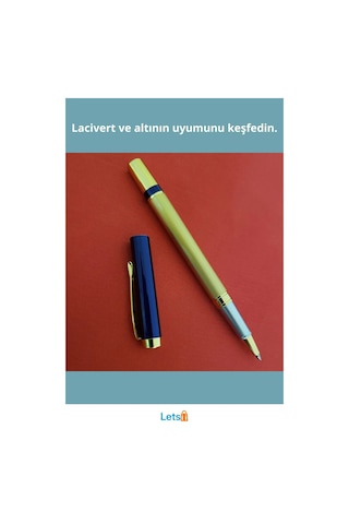Şık Lacivert Gold Tasarım Roller Kalem 13.5 Cm Çok Renkli