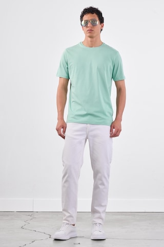 Dufy Mint Yeşili Bisiklet Yaka Pamuklu Düz Renk Slim Fit Erkek T-shirt Mint Yeşili
