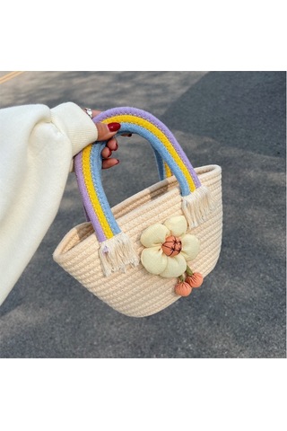 Saman Trendi Küçük Taze Çiçekli Çanta Moda Çanta-beyaz Kapalı Beyaz