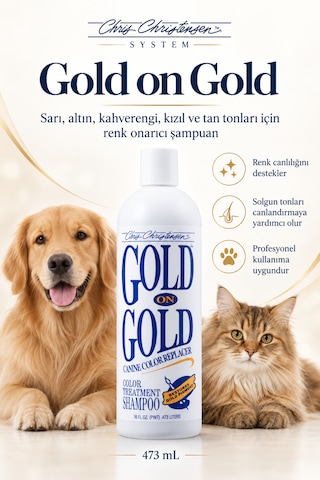 Chris Christensen Gold On Gold Sarı Ve Kahverengi Tonlar İçin Kürk Renk Onarıcı Kedi Ve Köpek Şampuanı 473 Ml