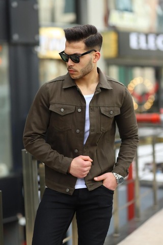 Koyu Haki Erkek Kot Ceket Haki Yeşil