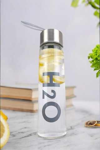 Digithome H2o Metal Kapaklı Cam Matara Gri - H2o81454 C1-1-18