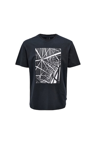 Only O Yaka Baskılı Turuncu Erkek T-shirt 22025271 Lacivert