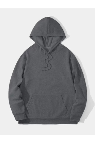 Snakewear Erkek Düz Kapüşonlu Sweat - Füme Füme