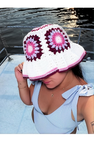Crochet By Neslii Bloom Granny Bonnet Şapka Çok Renkli