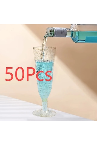 Willowhaven 50 Adet Altın Pullu Plastik Şampanya Bardakları Toplu Kokteyl Parti Bardakları