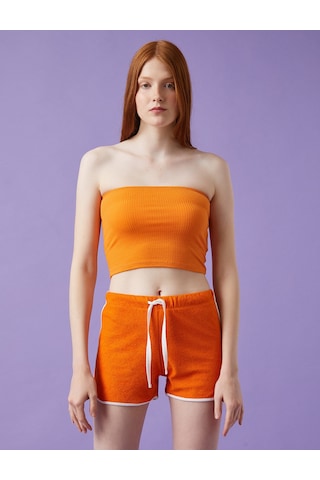Koton Straplez Crop Atlet Fitilli Turuncu 1yal38006ık