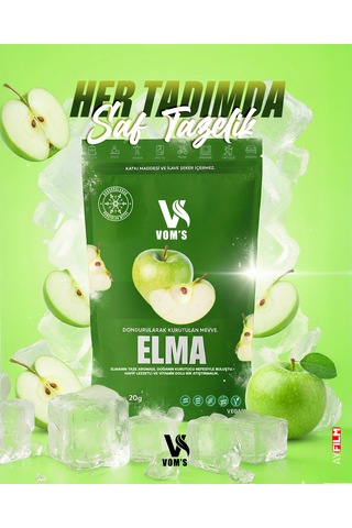 Voms Dondurularak Kurutulmuş Meyve Cipsi - Freeze Dried Elma 20gr 20 G