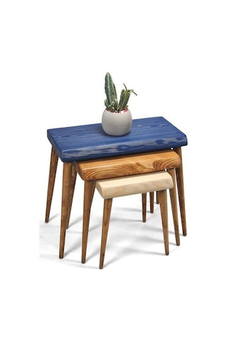 Doğal Ağaç Masif Kütük 3’Lü Zigon Sehpa (538148891)