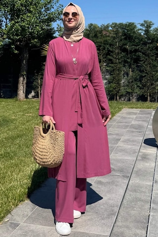 Rabia Şamlı Yaren Üçlü Takım Gül Kurusu Çok Renkli