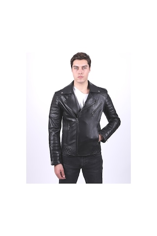 New Zaya Leather Erkek Hakiki Deri Spor Deri Ceket Siyah
