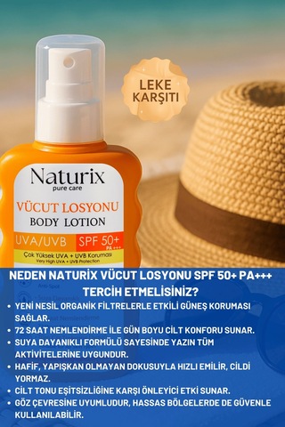 Vücut Losyonu Spf 50+ Pa+++ Uva/uvb Güneş Koruması, 72 Saat Nem, Leke Karşıtı Etkili - 200ml