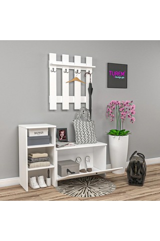 Porte Membran Portmanto Mdf Beyaz