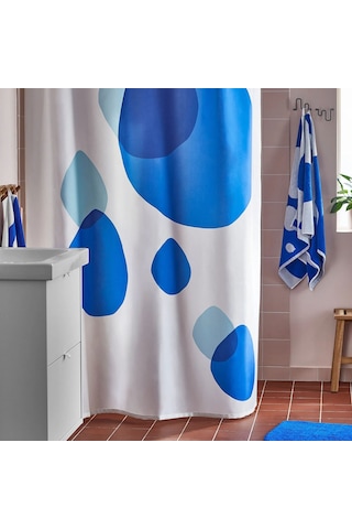 Ikea Bergvattnet Duş Perdesi 180 X 200 Cm Beyaz - Mavi