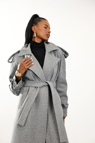 Gri Kaşe Palto 1614 Gri