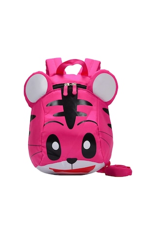 Wezone 1-3 Yaş Çocuk Nylon Sırt Çantası, Güven Kemerli 3d Kaplan Desenli, Oyuncak/kitap Taşıma, Dayanıklı Ve Konforlu, Pembe Kırmızı
