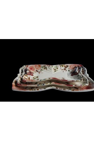 Dijital Desen 3'lü Kelebek Tabak Çok Renkli