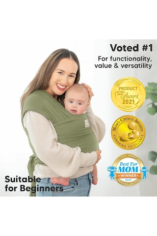 Keababies Bebek Taşıyıcısı, Nefes Alabilir, Ergonomik ve Eller Serbest Sarma Taşıyıcı Portbebe Yeşil Tek Ebat