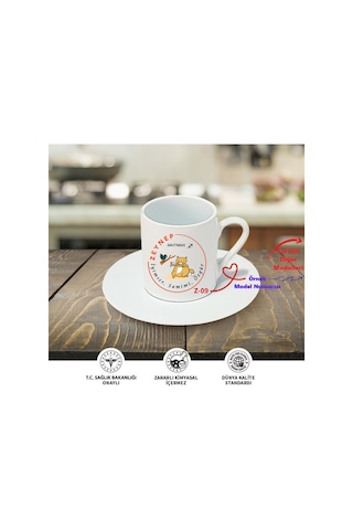 Kişiye Özel Burç Temalı Türk Kahve Fincanı, Doğum Günü Hediyesi Z1 Serisi Beyaz