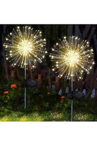 2'li 50 Tel 150 Led Güneş Enerjili Bahçe Aydınlatması Solar Bahçe Dekorasyon Direk Yol Aydınlatması Siyah