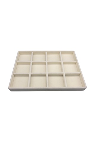 Yerli Üretim Süet Kumaş Krem Renk 34cm/24cm Bölmeli Çekmece İci Krem