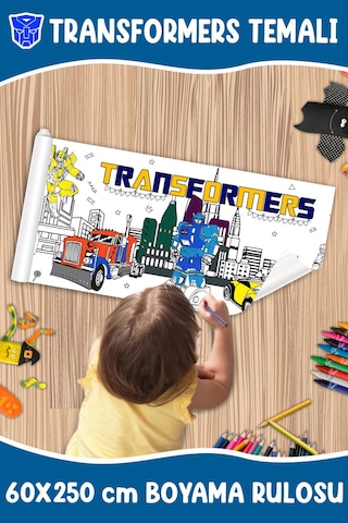 Melolisa Transformers Temalı Dev Boyama Rulosu 60x250 Cm