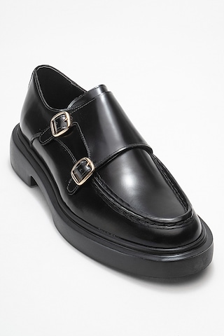 Dericlub Erkek Kemerli Loafer Ayakkabı Gerçek Deri T575 Siyah