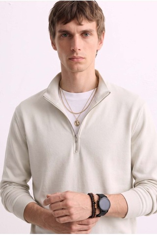 Barrels And Oıl Erkek Yarım Fermuarlı Dik Yaka Sweatshirt - Taş Taş
