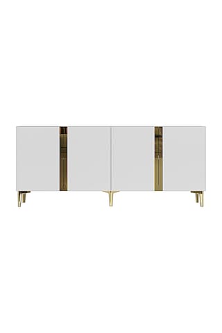 Ka1898bg - Anka Konsol, Tv Stand, Tv Sehpası Ve Tv Ünitesi Beyaz - Gold 180cm Altın - Beyaz
