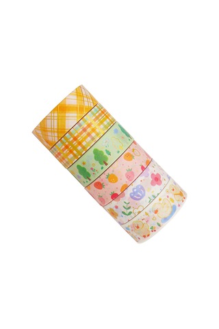 Springsun 6 Rulo Şirin Karikatür Altın Varaklı Washi Bant - Rustik Tarz, Dekoratif, 15mm Dıy Sanat & El İşleri, Albüm, Günlük, Hediye, Kırtasiye