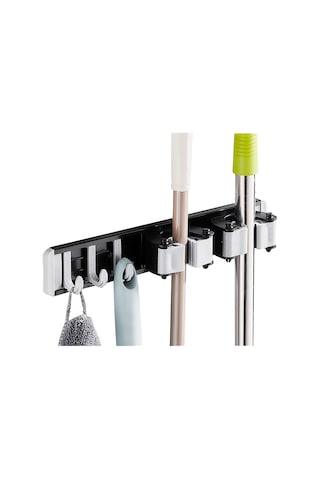 Paspas Tutucu Kancalı Süpürge Tutucu Delme Ve Çivisiz Siyah Diğer