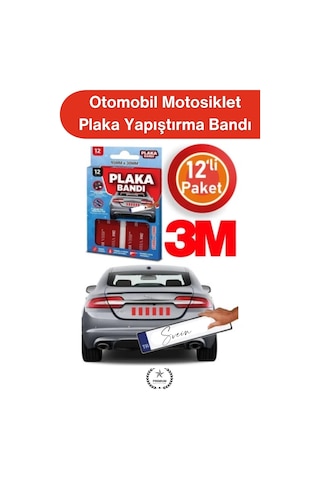 Plakabandı Otomobil Motosiklet Plaka Yapıştırma Bandı 3m Vhb Çift Taraflı Çok Güçlü Suya Dayanıklı Standart