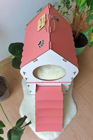 Ahşap Büyük Teraslı Kedi Evi 2XL