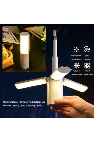 Jeemson Kampçılar İçin Taşınabilir Çok Amaçlı Katlanır Led Fener, 4000mah Pil İle Harika Aydınlatma Beyaz