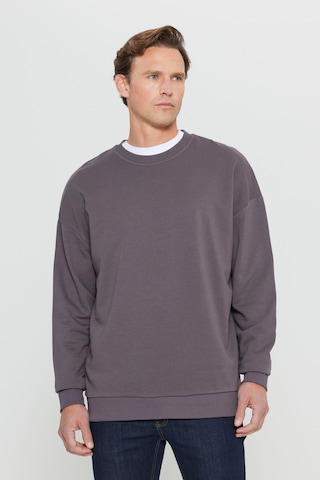 Ac&co / Altınyıldız Classics Erkek Koyu Gri Oversize Bol Kesim 3 İplik Bisiklet Yaka Pamuklu Sweatshirt
