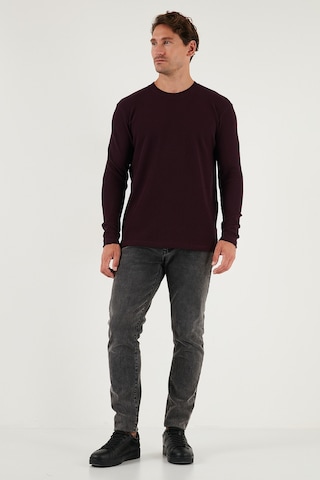 Buratti Pamuklu Bisiklet Yaka Slim Fit Basic Erkek Sweat 5905073 Vişne