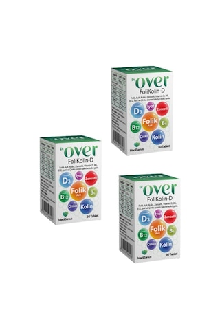 Dr. Over FoliKolin-D Gıda Takviyesi 3 x 30 Tablet