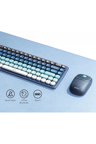 Ugreen Fun+ Ergonomik Sessiz Kablosuz Mouse Bluetooth 5.0 + 2.4ghz, Şarj Edilebilir, 4000 Dpı, 90538 Standart