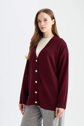 Defacto Relax Fit V Yaka Hırka E6134ax25aubr459 Bordo