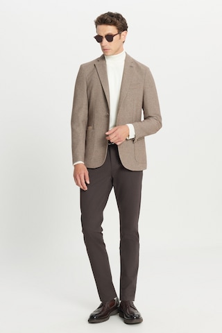 Altınyıldız Classıcs Erkek Bej Yünlü Slim Fit Dar Kesim Mono Yaka Torba Cepli Esnek Blazer Ceket