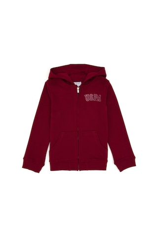 U.S. Polo Assn. Kız Çocuk Bordo Kapüşonlu Fermuarlı Basic Sweatshirt 50316837-VR014
