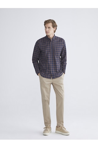 Lcwaıkıkı Classic Kahverengi Regular Fit Uzun Kollu Ekose Gabardin Erkek Gömlek