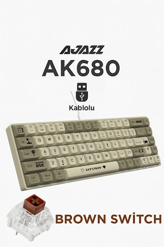 Ak680 Kablolu %65 Boy Mekanik Oyuncu Klavyesi-rainbow Aydınlatma Hot-swap