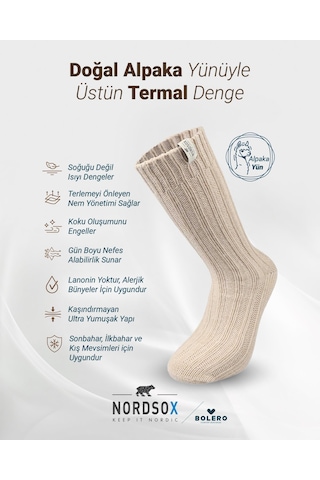 Bolero B67 Kadın Alpaka Yün Soket Çorap 36-40 Bej