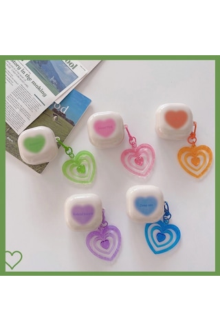 Caseonn Samsung Uyumlu Galaxy Buds 2 - Buds 2 Pro Kılıf Renkli Gösterişli Kalp Mor