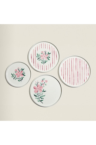 Nehir Line Flowers 6 Kişilik 13 Parça Seramik Kahvaltı Takımı Beyaz - Pembe