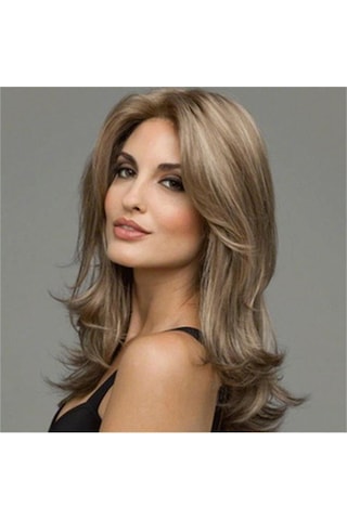 Uzun Kıvırcık Kadın Peruk Kahverengi Büyük Dalga