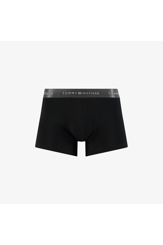 Tommy Hilfiger Trunk 3'lü Erkek Metalik Logo Siyah Boxer Gri