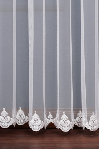 Grek Etek Nakış İşlemeli Damask Desen Tül Perde